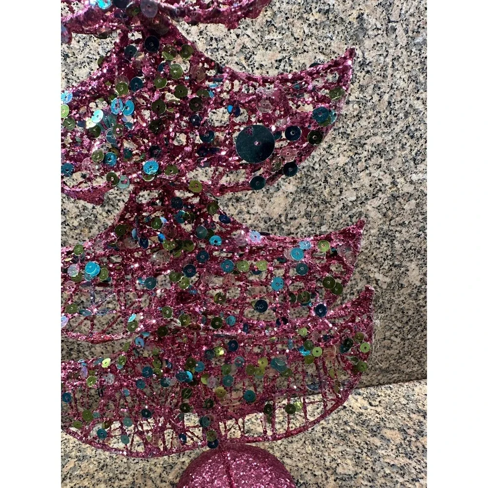 Celebrate It Pink Glitter Sequin Christmas Tree Tabletop Holiday Decor‎ Accent